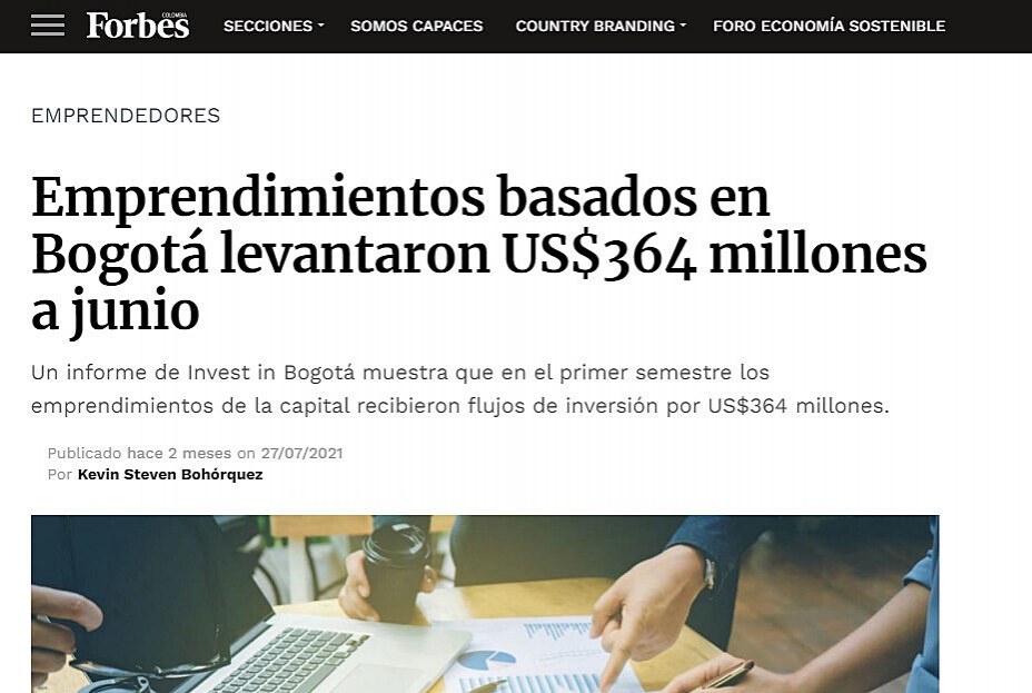 Emprendimientos basados en Bogot levantaron US$364 millones a junio